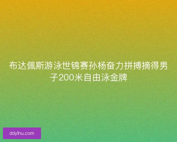 布达佩斯游泳世锦赛孙杨奋力拼搏摘得男子200米自由泳金牌